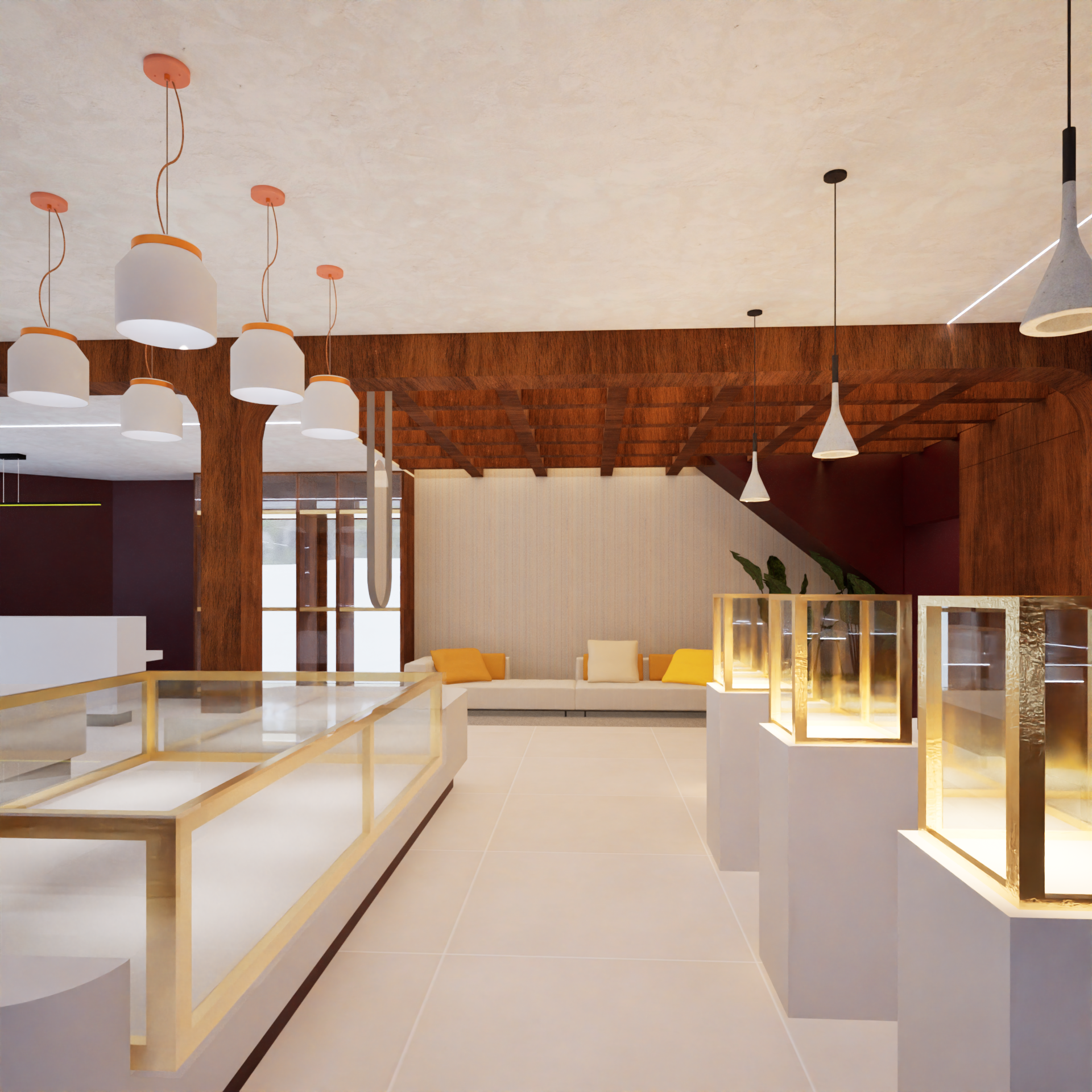 Showroom de joalheria com iluminação dedicada