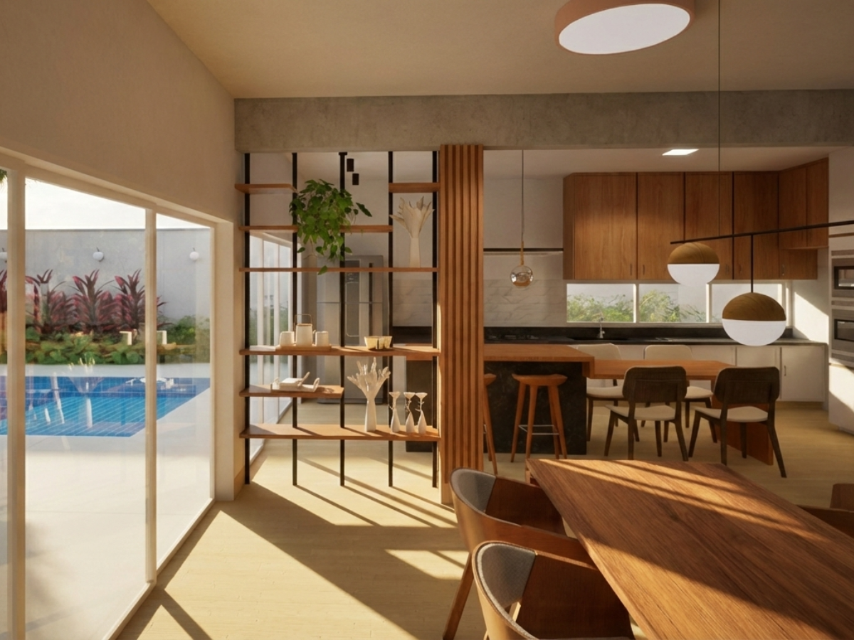 Cozinha integrada com área externa